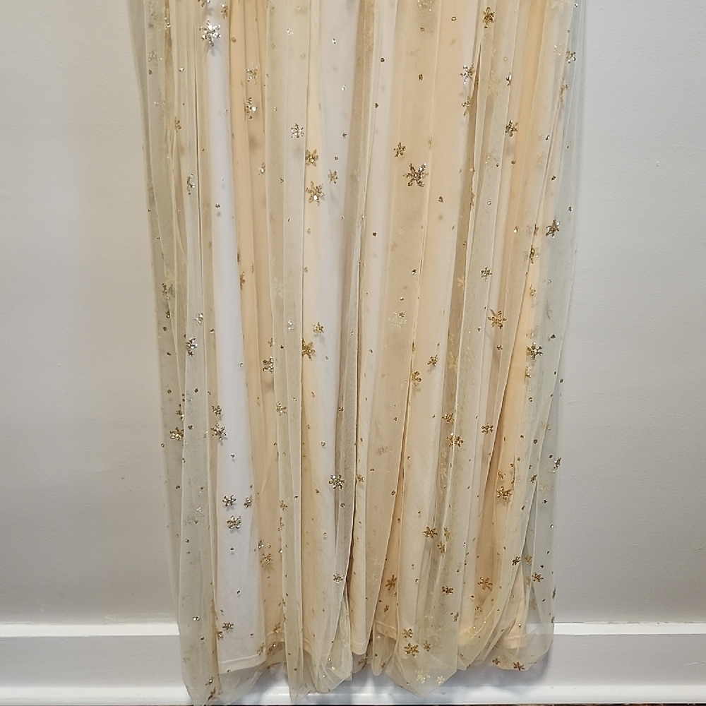 Soieblue Nova Cream Fairy Princess Maxi Dress Gold Sparkle Star Details Large - Picture 9 of 11
